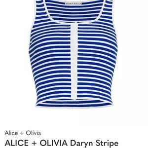Alice + Olivia Daryn Blue and White Striped Crop Top